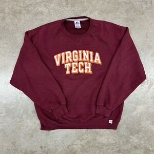 Virginia Tech Russell Athletic Crewneck Sweatshirt Maroon Mens Large NCAA